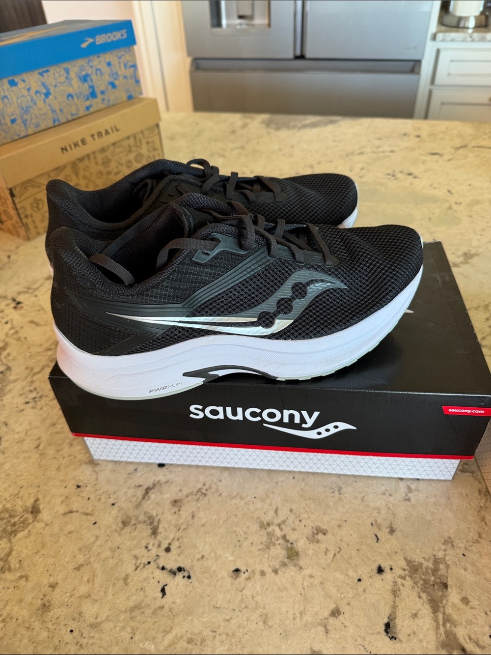 Saucony Black Running Sneakers with White Midsole